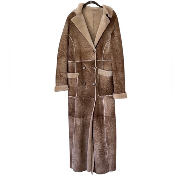 Exquisite Vintage Genuine Leather Shearling Maxi Coat Penny Lane XS - Picture 2 of 10